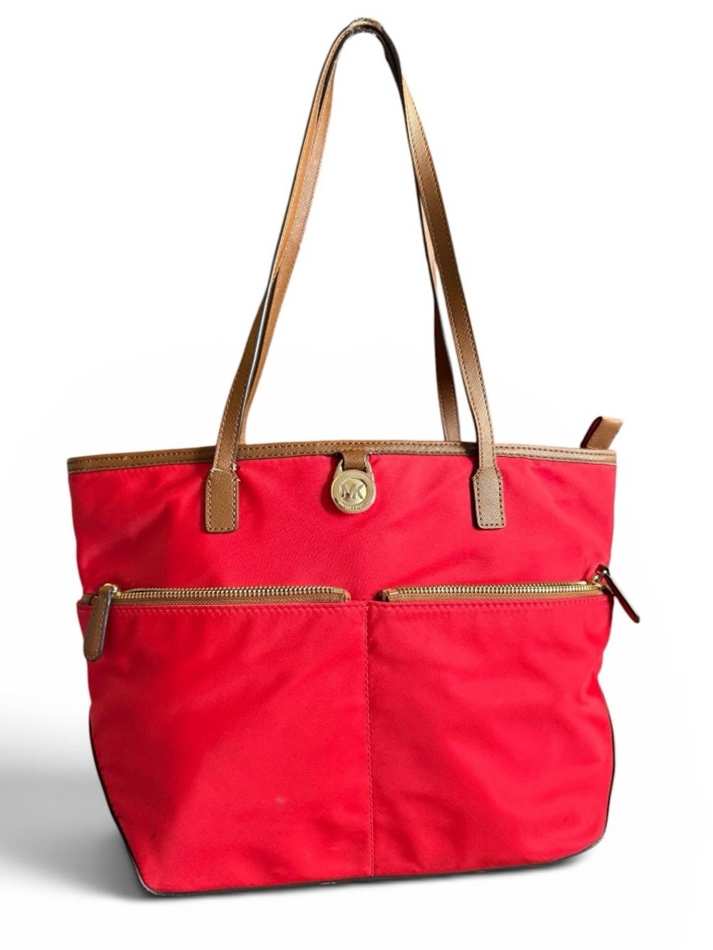 Michael Kord REHAB Red Tote Bag with Tan Straps